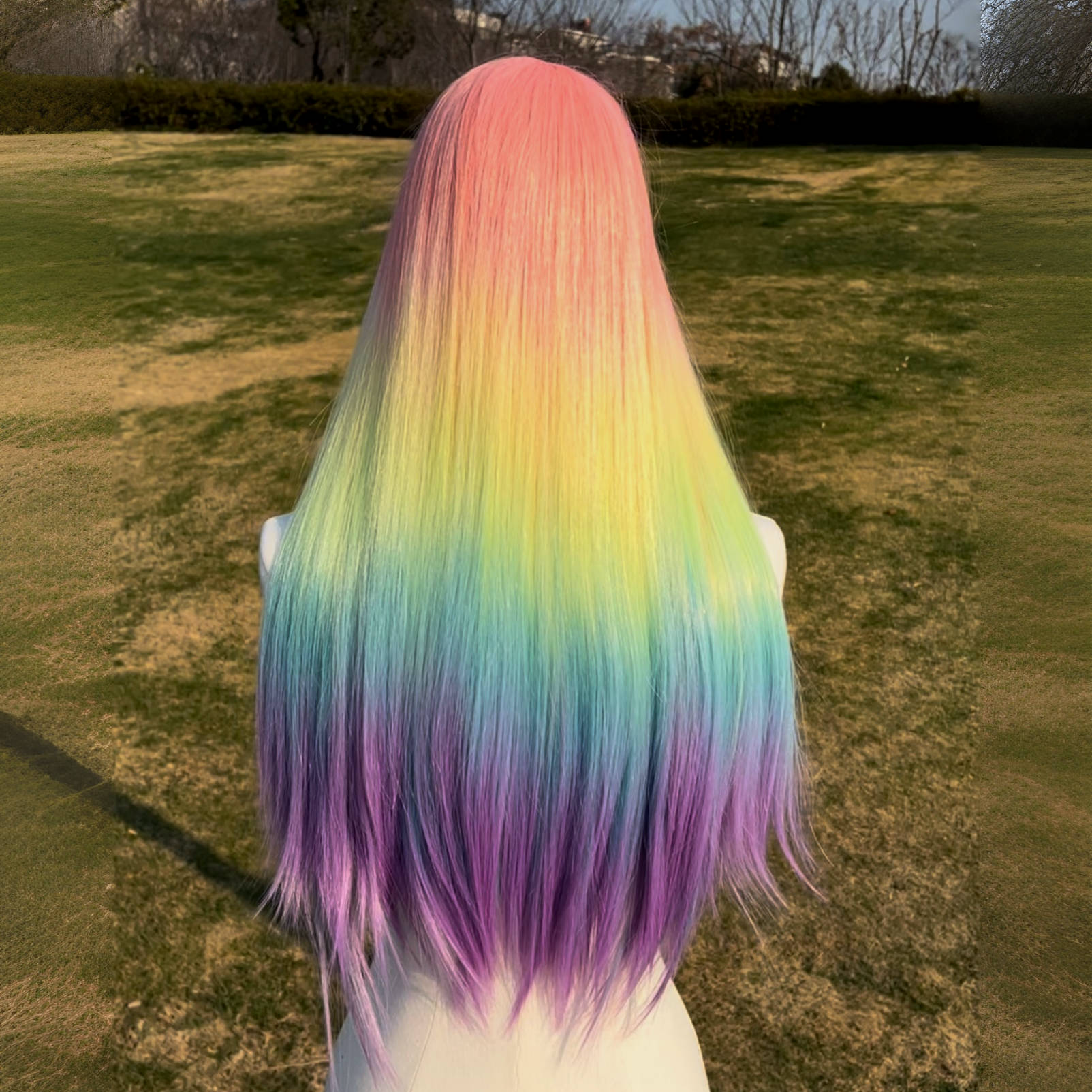 SMILCO/26Inch Rainbow Long Straight T-Part Lace Front Synthetic Wig/SM9019/SM9089