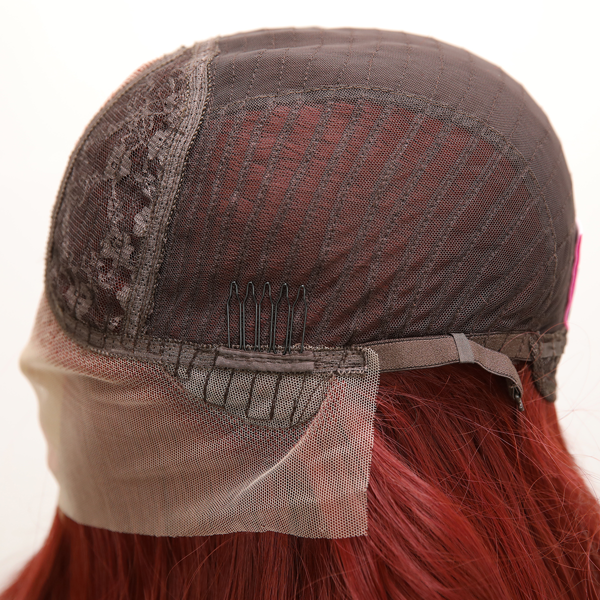 SMILCO/28Inch Claret T-Part Lace Front Long Curly Synthetic Wig/SM9139