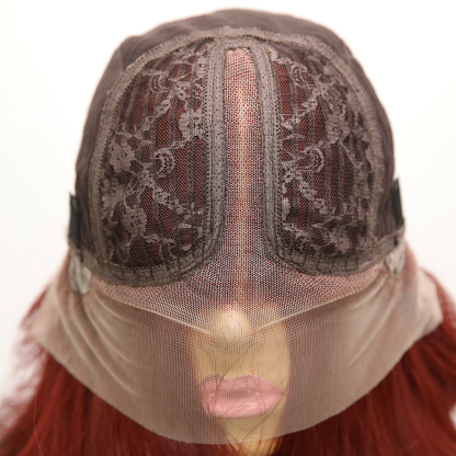 SMILCO/28Inch Claret T-Part Lace Front Long Curly Synthetic Wig/SM9139