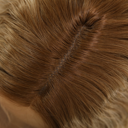 SMILCO/14Inch Ombre Brown Ash Blonde T-Part Lace Front Short Water Wave Synthetic Wig/SM9171