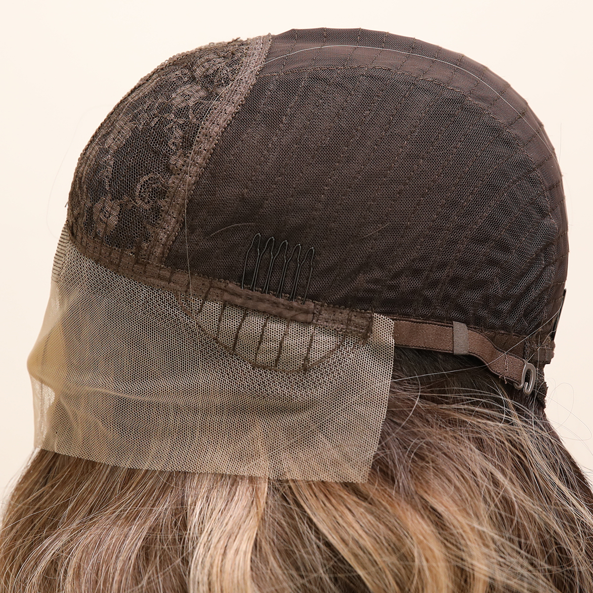SMILCO/28Inch Ombre Grey Ash Brown Long Wave T-Part Synthetic Wig/SM9022