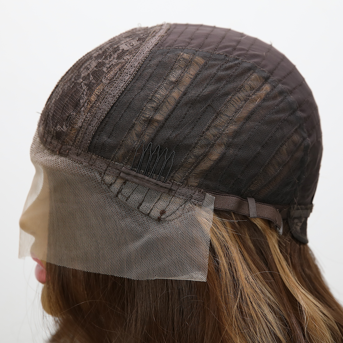 SMILCO/30Inch Highlight Brown With Blonde Long Wave T-Part Lace Front Synthetic Wig/SM9048