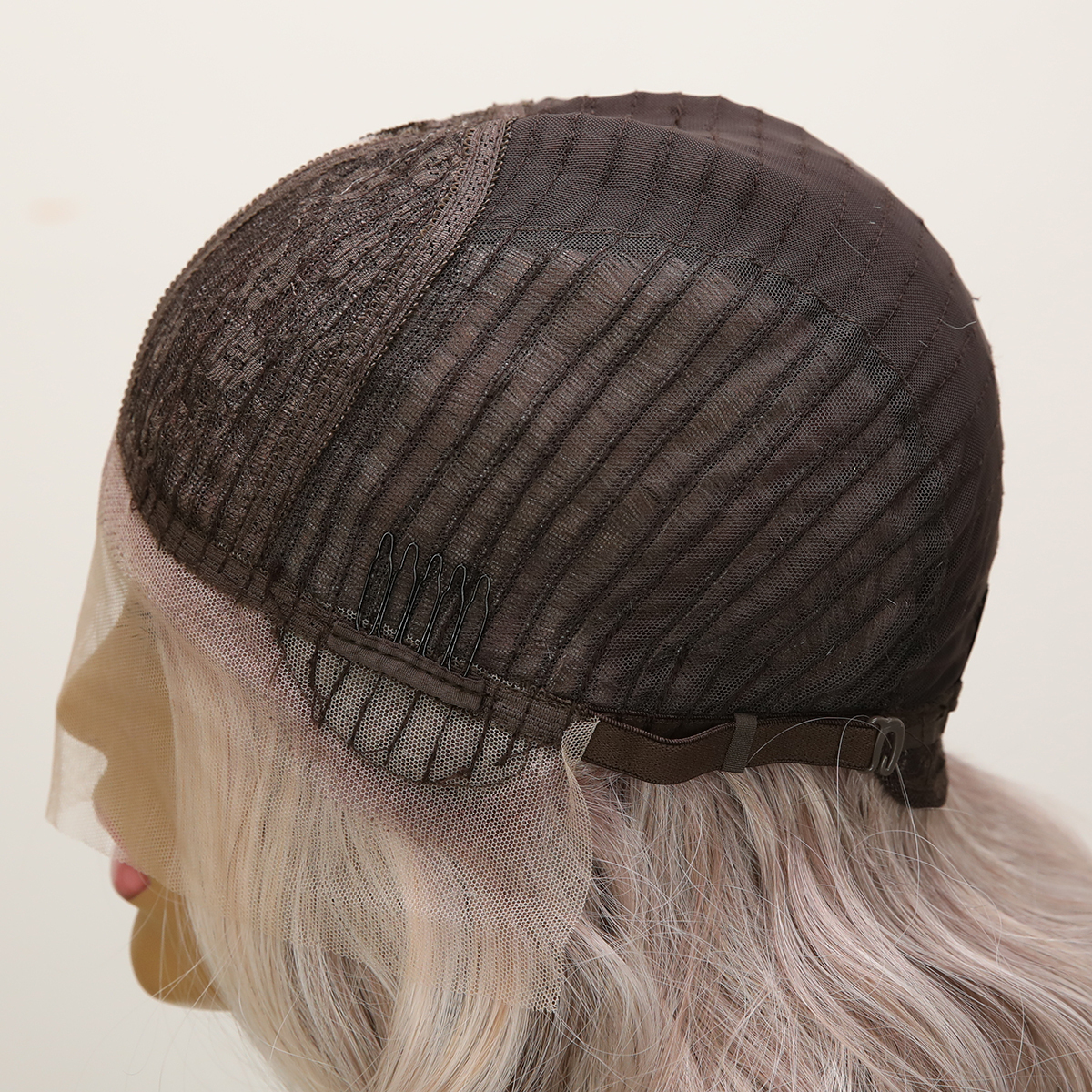 SMILCO/20Inch Light&Platnium Blonde Medium Curly T-Part Lace Front Synthetic Wig/SM9027