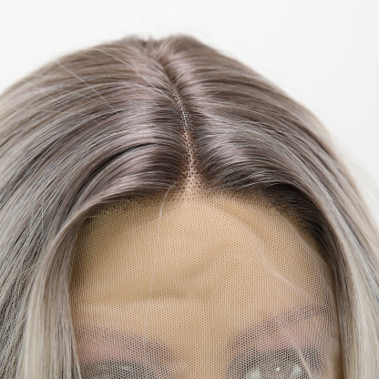 SMILCO/24Inch Ombre Brown Ash Blonde With Black Tail Lace Front Long Straight Wig/SM9217/SM9217B