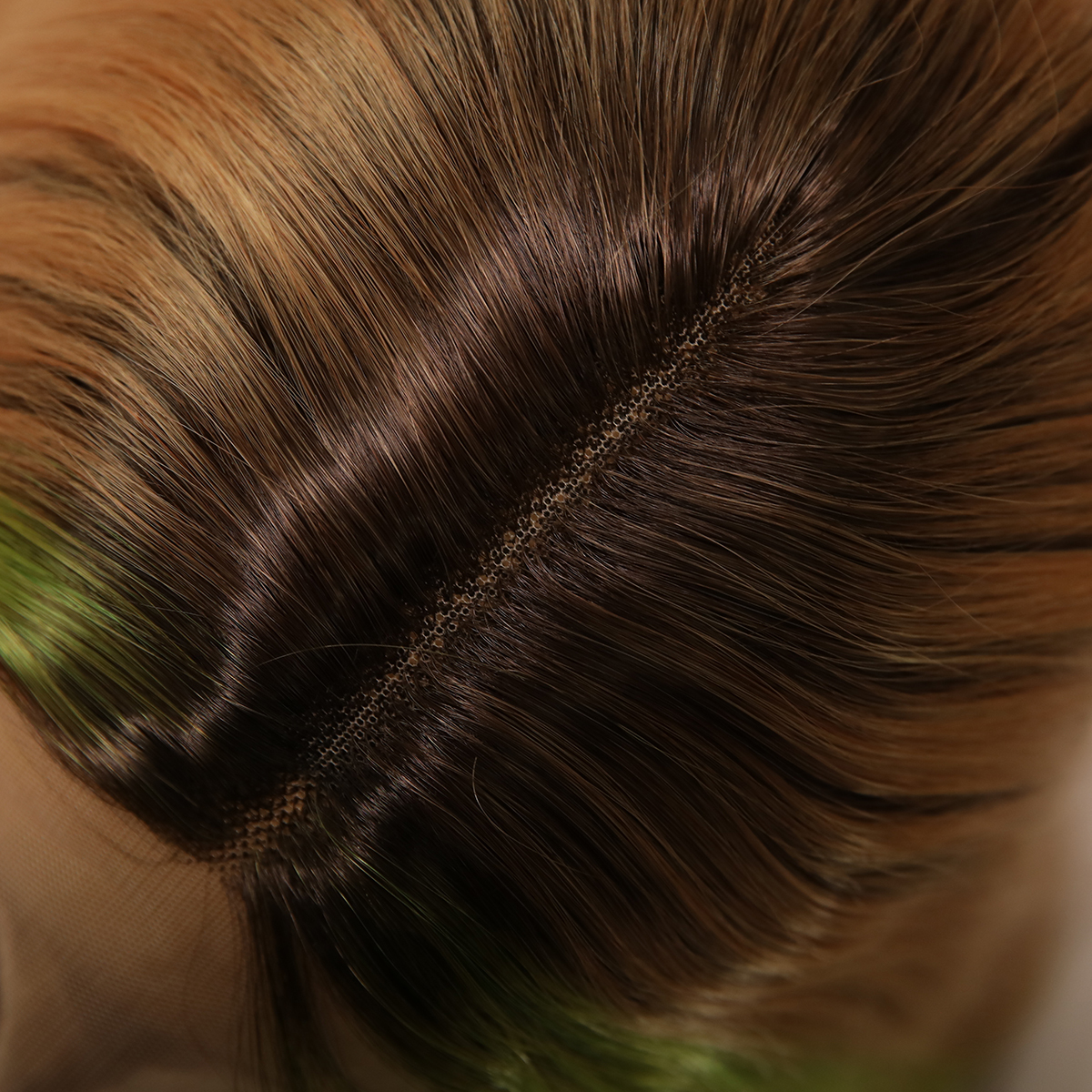 SMILCO/26Inch Highlight&Ombre Blonde With Green Ash Brown T-Part Lace Front Long Straight Synthetic Wig/SM9149