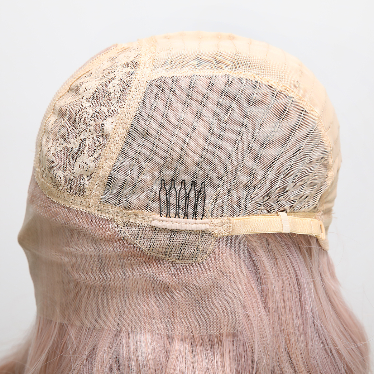 SMILCO/28Inch Pink T-Part Lace Front Long Curly Synthetic Wig/SM9127