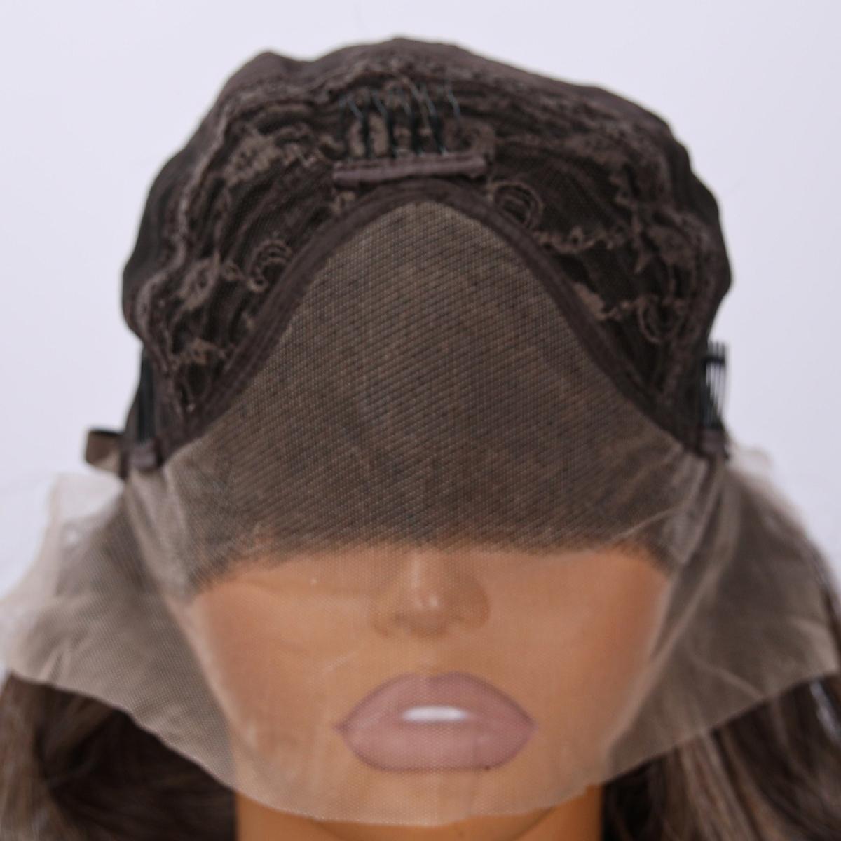 SMILCO/28Inch Ombre Grey Ash Brown Long Wave Free Part Synthetic Wig/SM9022M