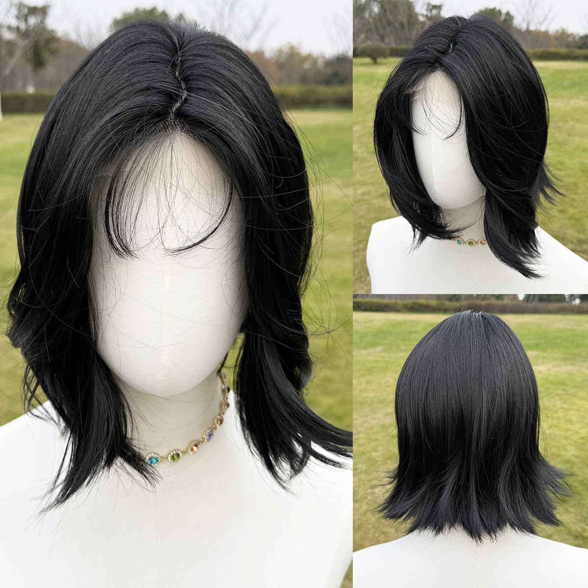 SMILCO/8Inch  Hybird Lace Front Short Straight Synthetic Wig/SM1684