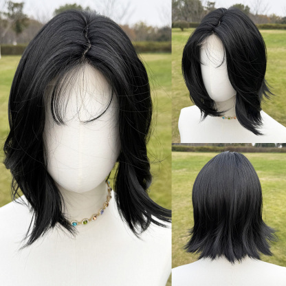 SMILCO/8Inch  Hybird Lace Front Short Straight Synthetic Wig/SM1684