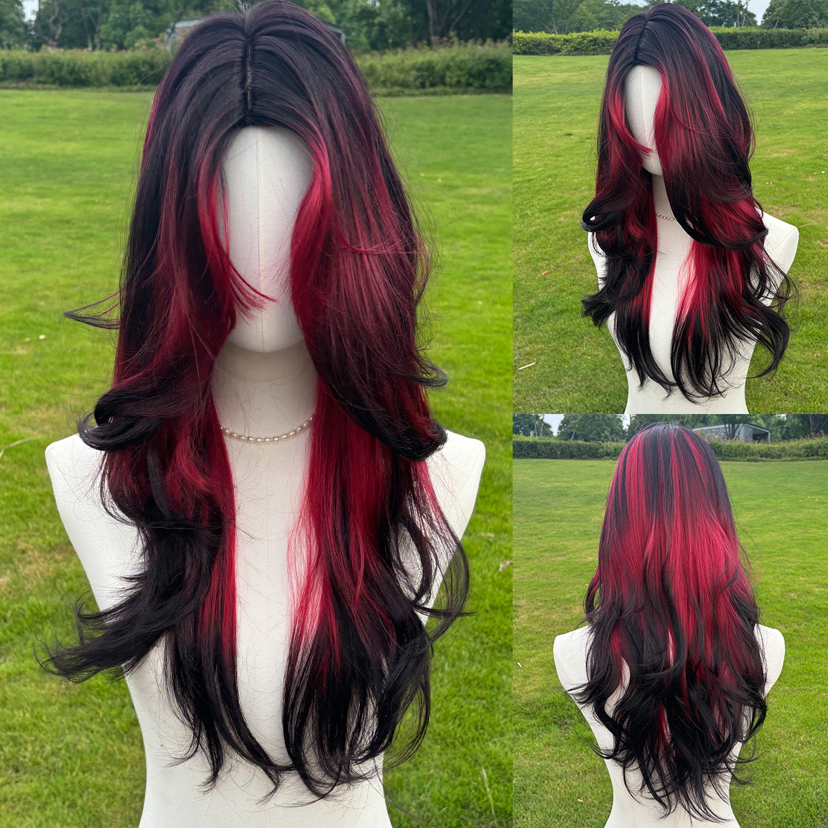 SMILCO/26Inch Ombre Brown Ash Red Long Curly Wig/SM471