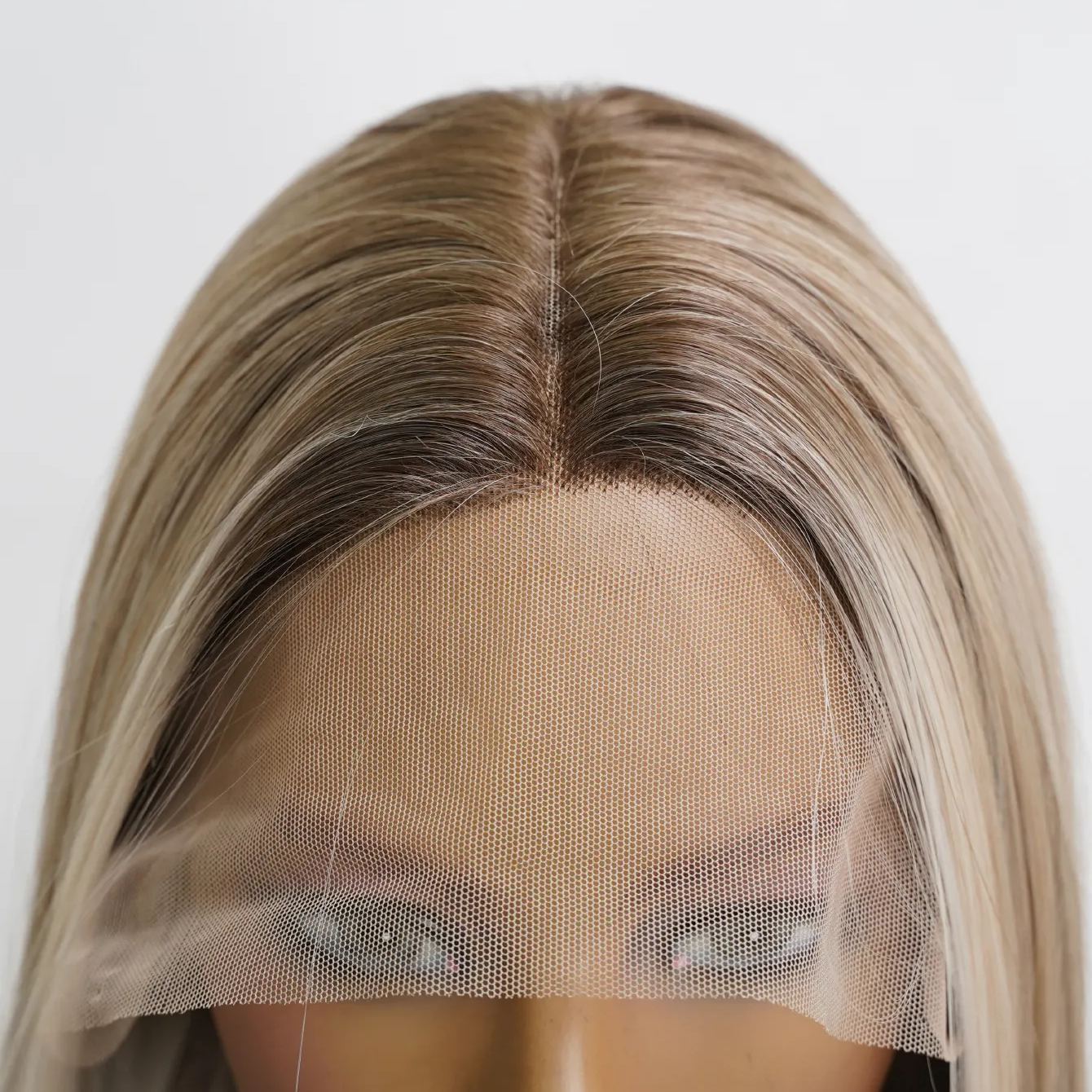 SMILCO/26Inch Ombre Brown Ash Blonde T Part Lace Front Long Straight Synthetic Wig/SM9237