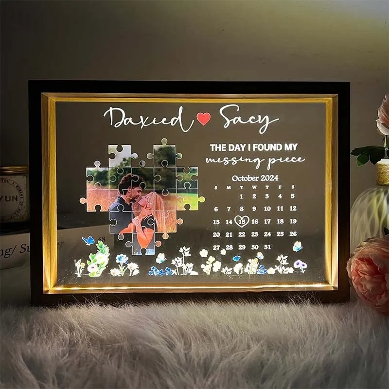 The Day I Found My Missing Piece Light Frame Personalized Gift🎁✨