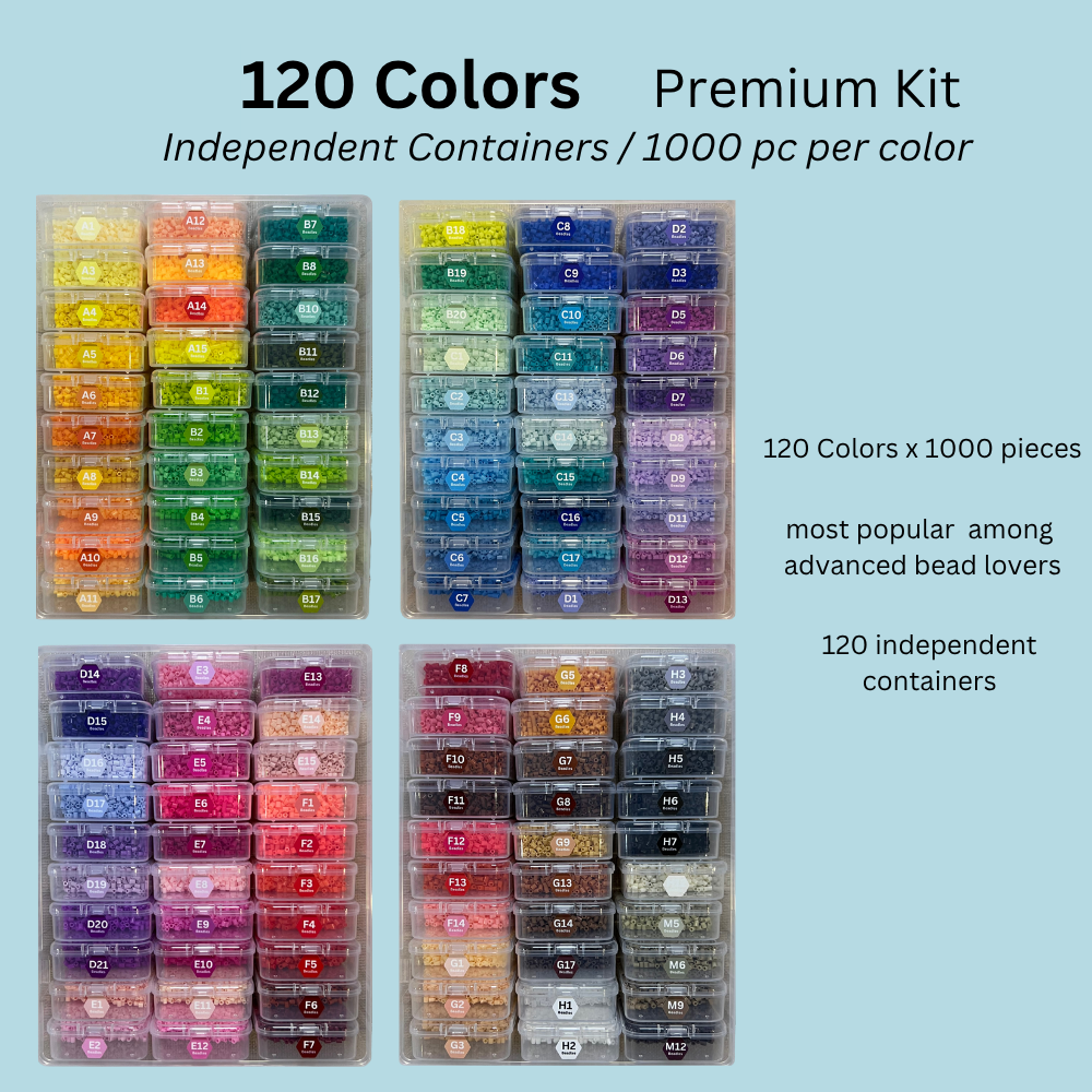 120 Colors Fuse Beads Premium Kit – 1000 Beads per Color with Individual Containers