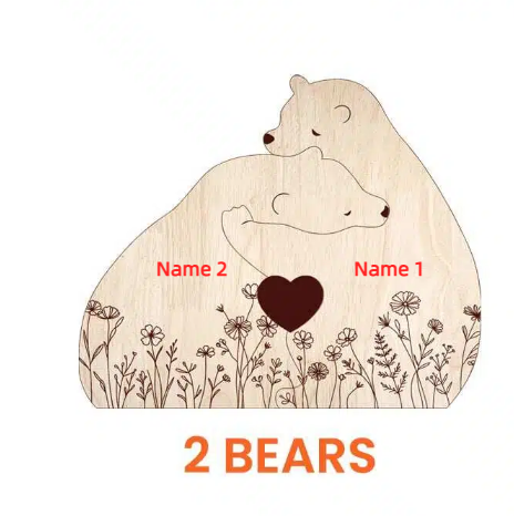 🐻 Personalized Wooden Bear Family Puzzle