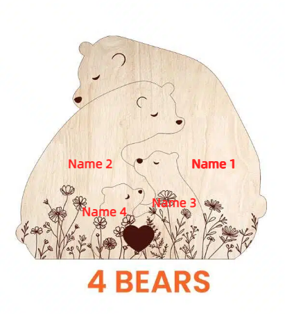 🐻 Personalized Wooden Bear Family Puzzle