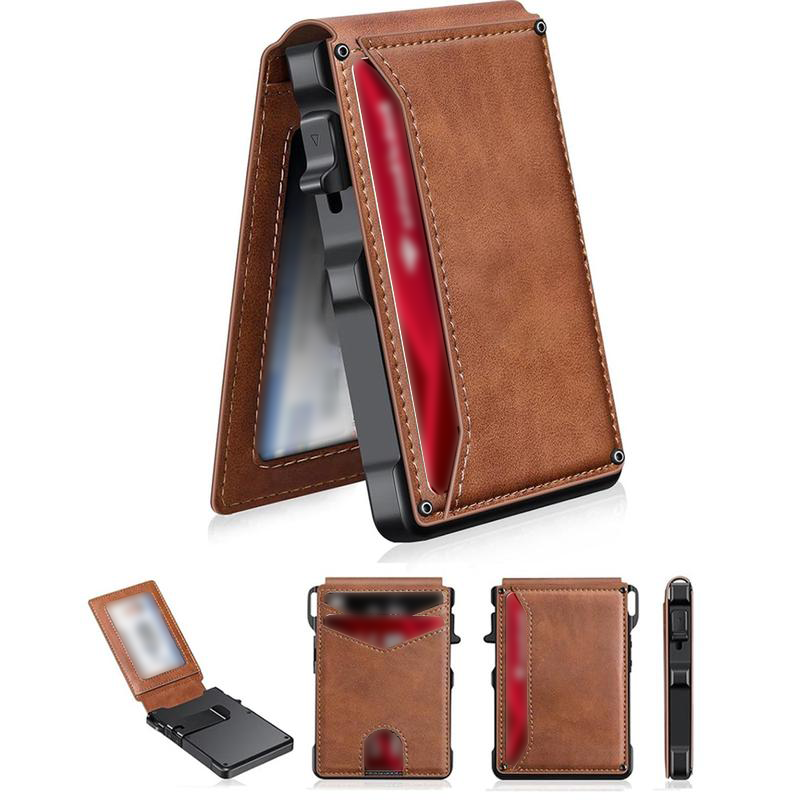 Men's Business Wallet Credit Card Holder Pop Up Slim Leather