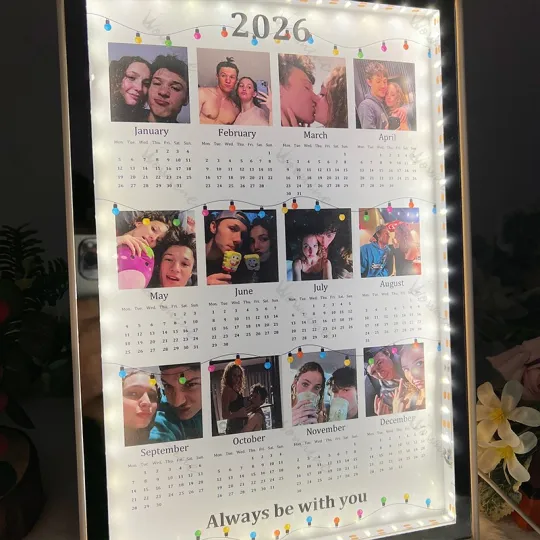 🎄Personalized 2026 Calendar Mirror Light Box with Photo ✨📸