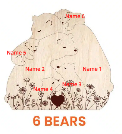 🐻 Personalized Wooden Bear Family Puzzle