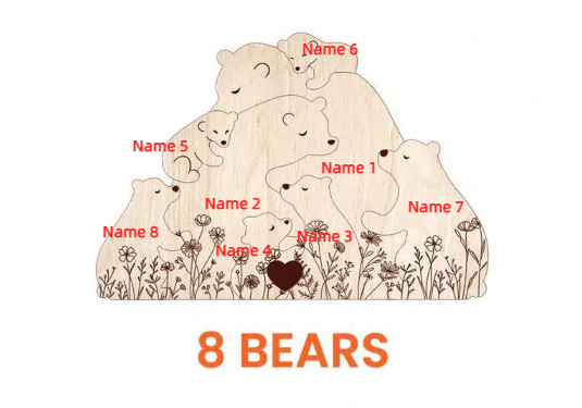🐻 Personalized Wooden Bear Family Puzzle