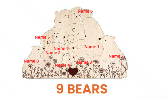 🐻 Personalized Wooden Bear Family Puzzle