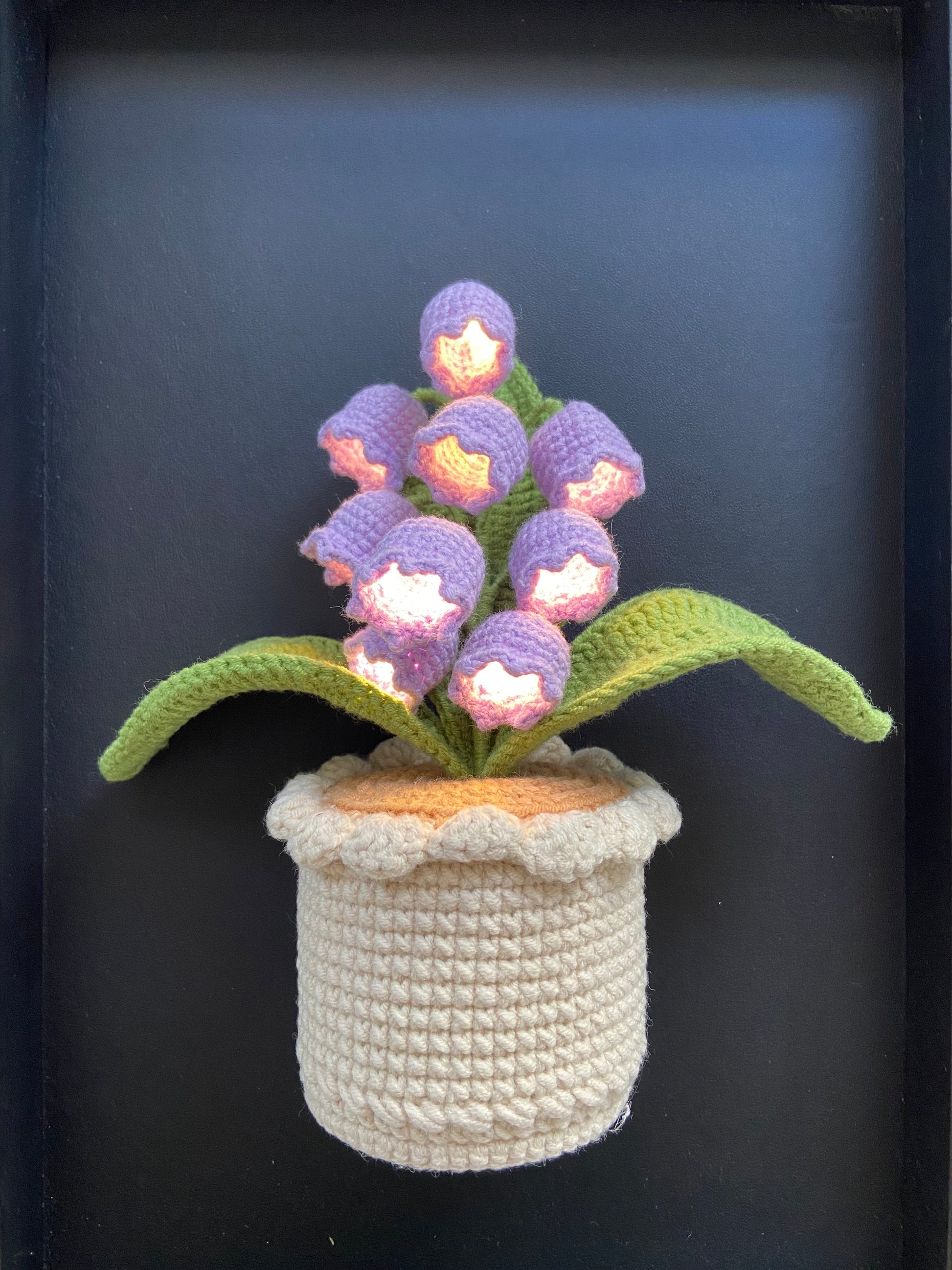 Handmade crochet potted lily in the valley Lamp plant