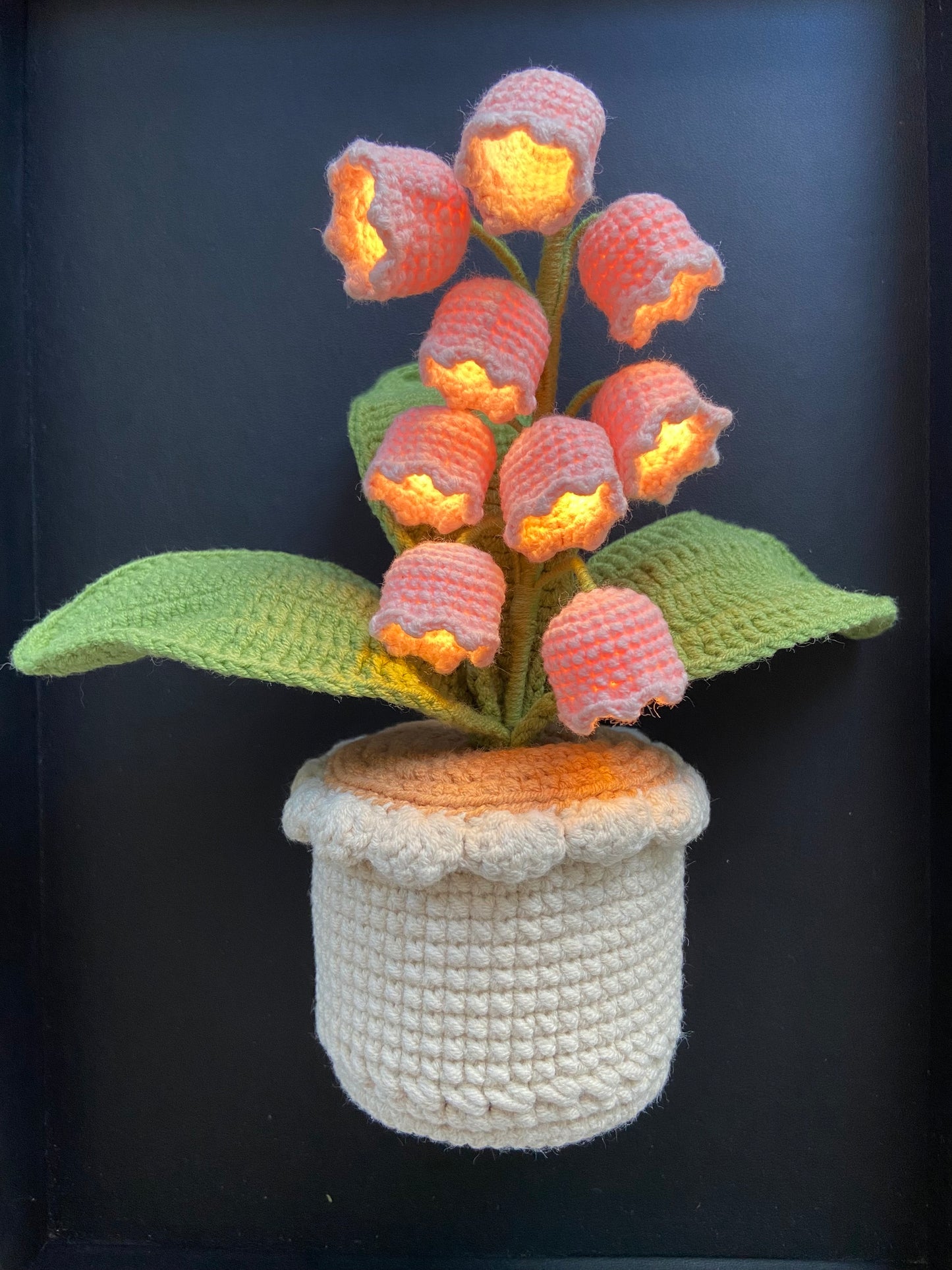 Handmade crochet potted lily in the valley Lamp plant