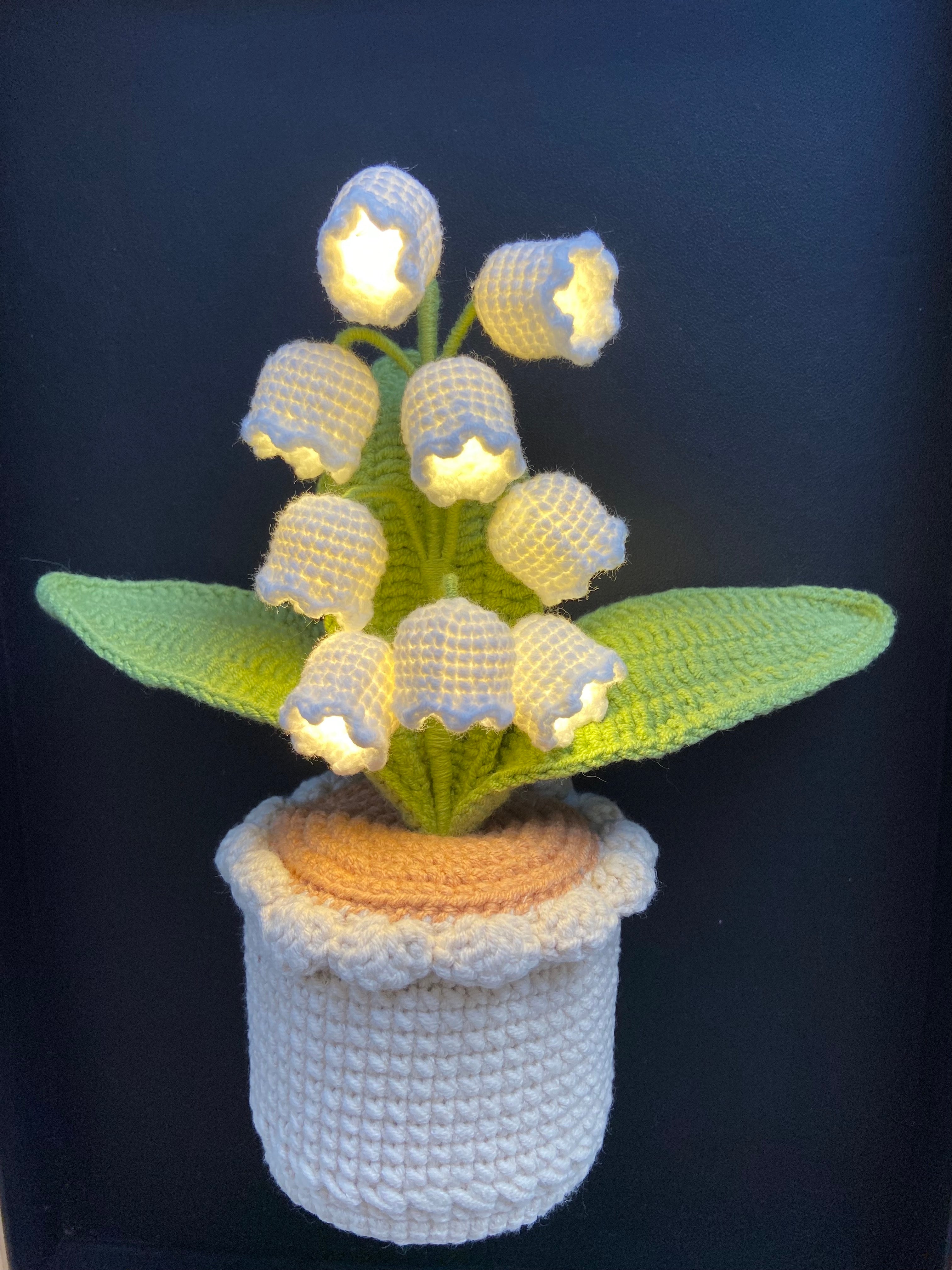 Handmade crochet potted lily in the valley Lamp plant