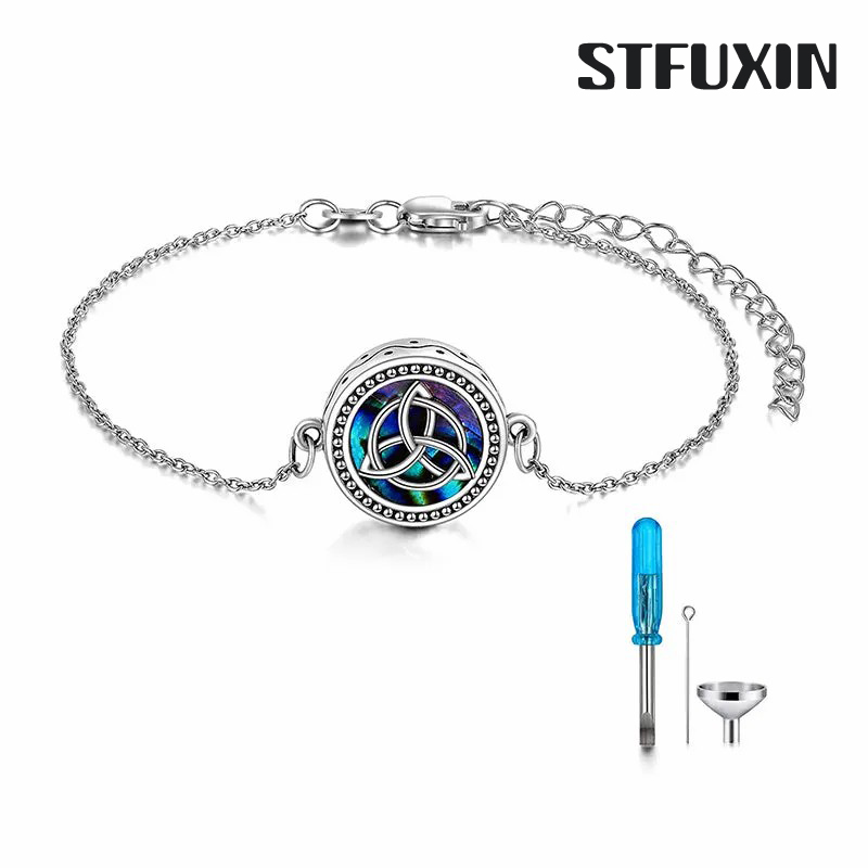 Stfuxin Celtic Knot  Urn Bracelet for Ashes 925 Sterling Silver Cremation Keepsake Pendant Locket Bracelet for Women Mom