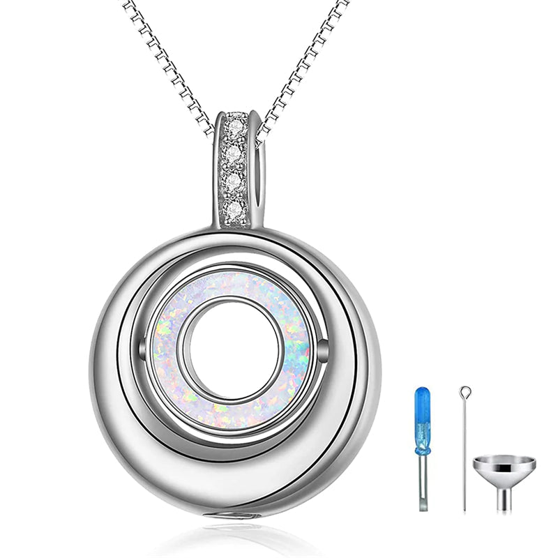 Stfuxin Created Opal Cremation Jewelry for Ashes 925 Sterling Silver Urn Necklaces Urn Jewelry for Human Ashes of Love One