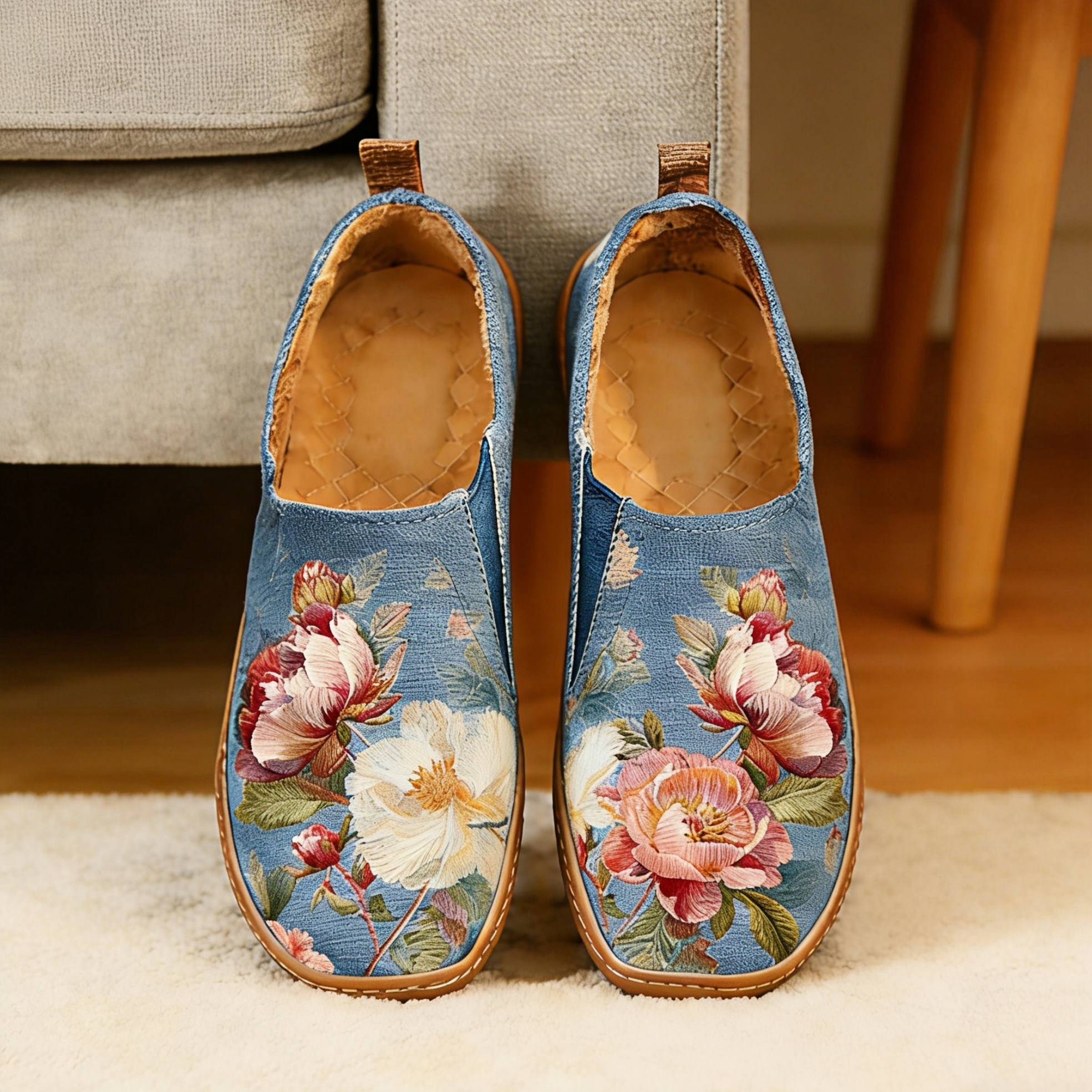 Vintage Peony Canvas Casual Shoes