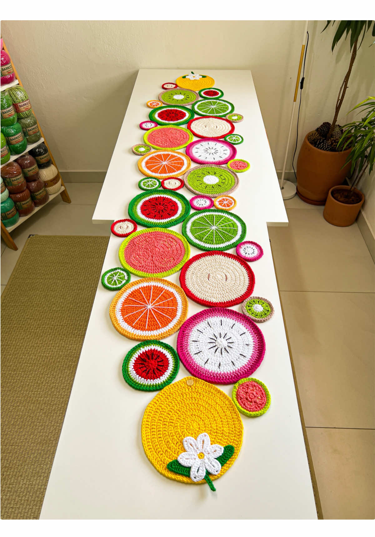 Fruit Party Knitted Coaster Set | Handmade Crochet Table Aesthetics