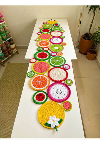Fruit Party Knitted Coaster Set | Handmade Crochet Table Aesthetics