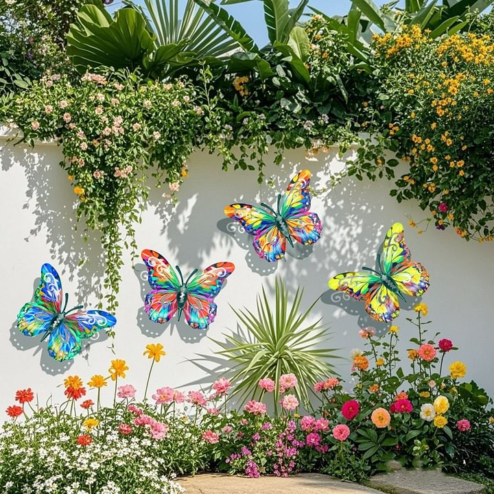 Vibrant Shimmering Metal Butterfly Wall Decor