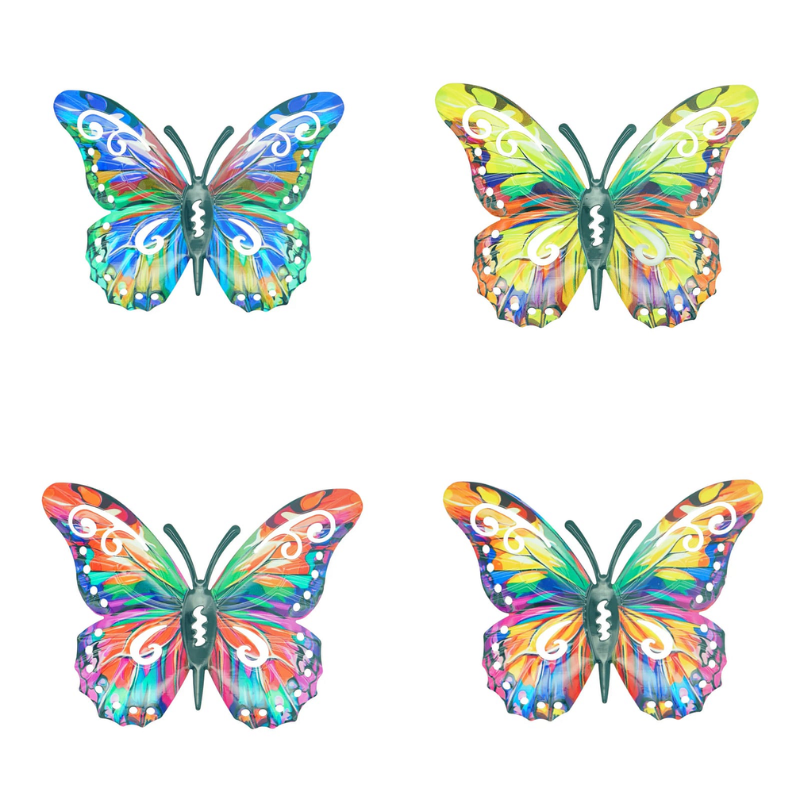 Vibrant Shimmering Metal Butterfly Wall Decor