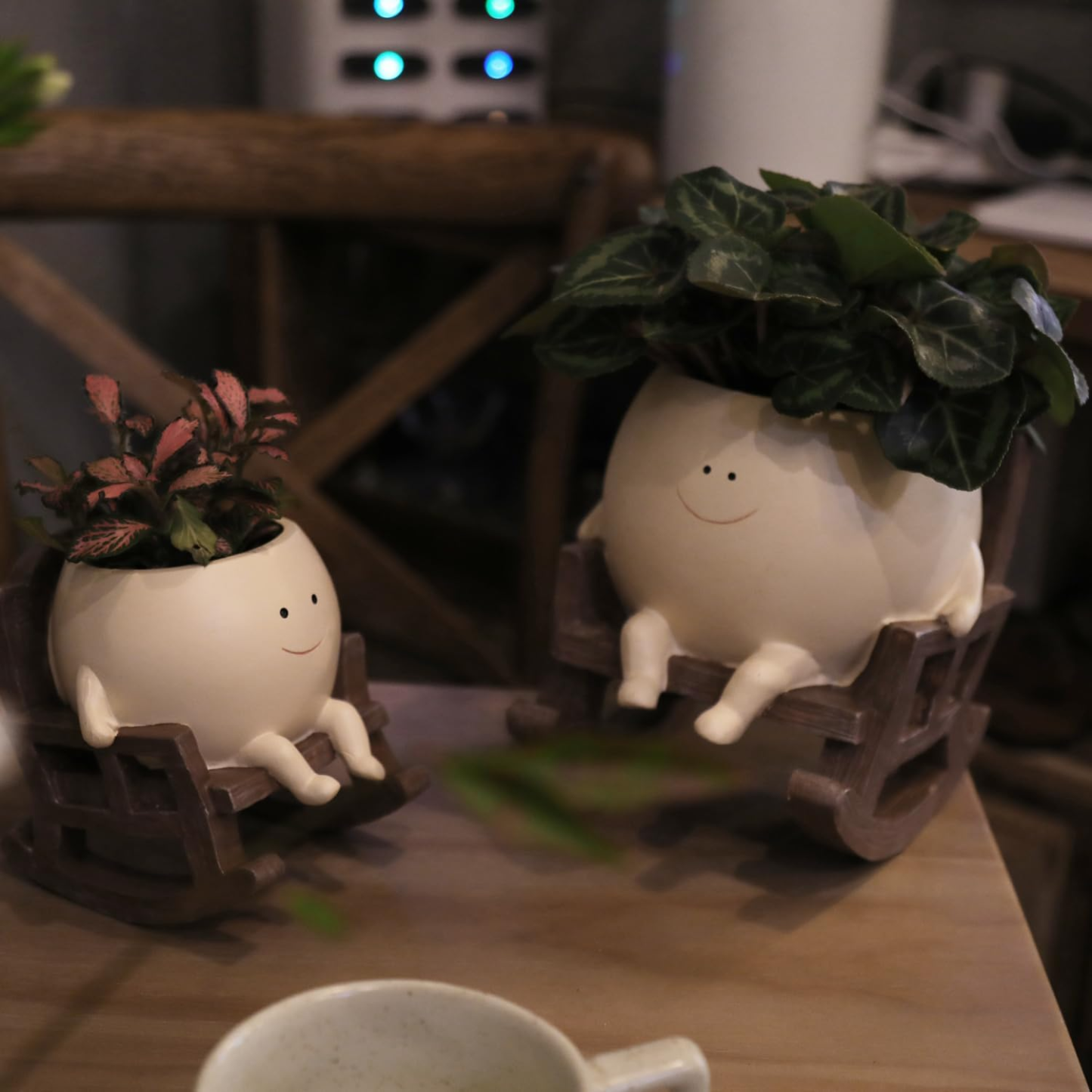 Cute Resin Smiley Face Planter with Drainage