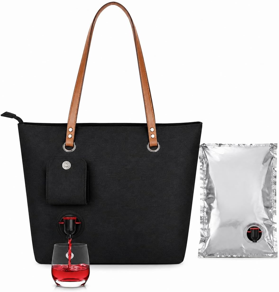 Wine Purse with Hidden Spout, Beach Wine Tote Bag with Wine Bladder