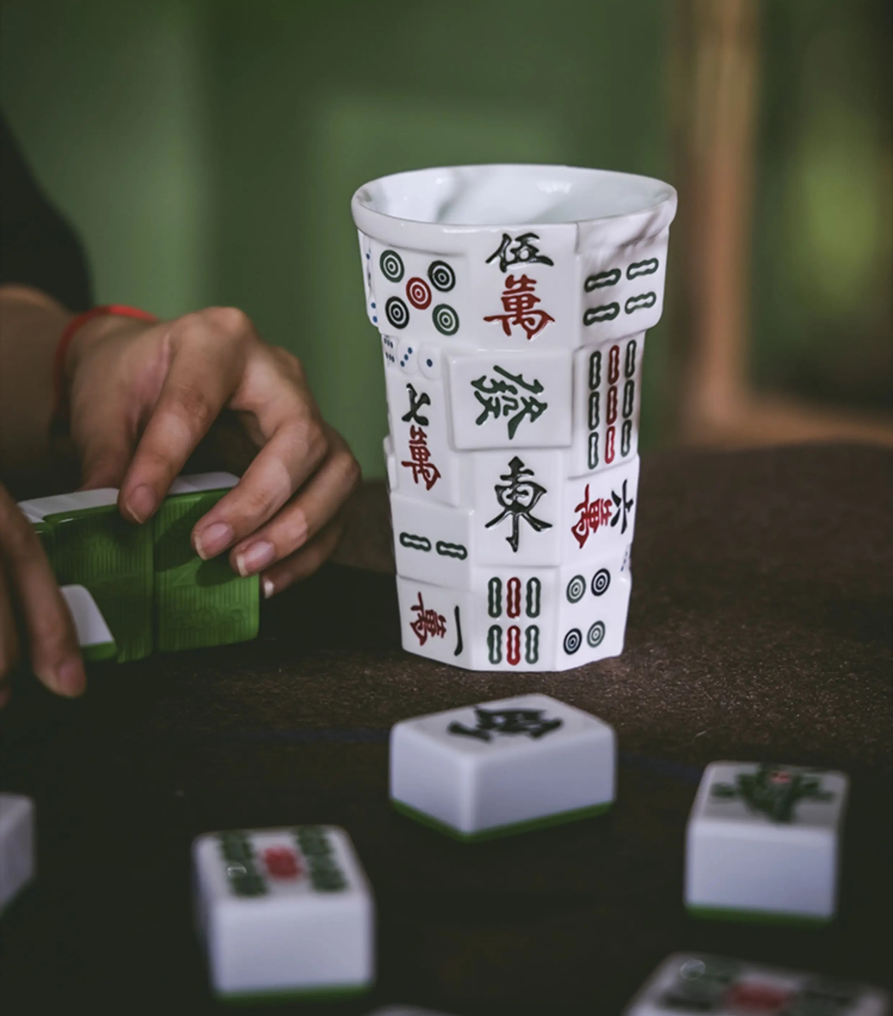 Mahjong-Themed Ceramic 3D Lucky Mug