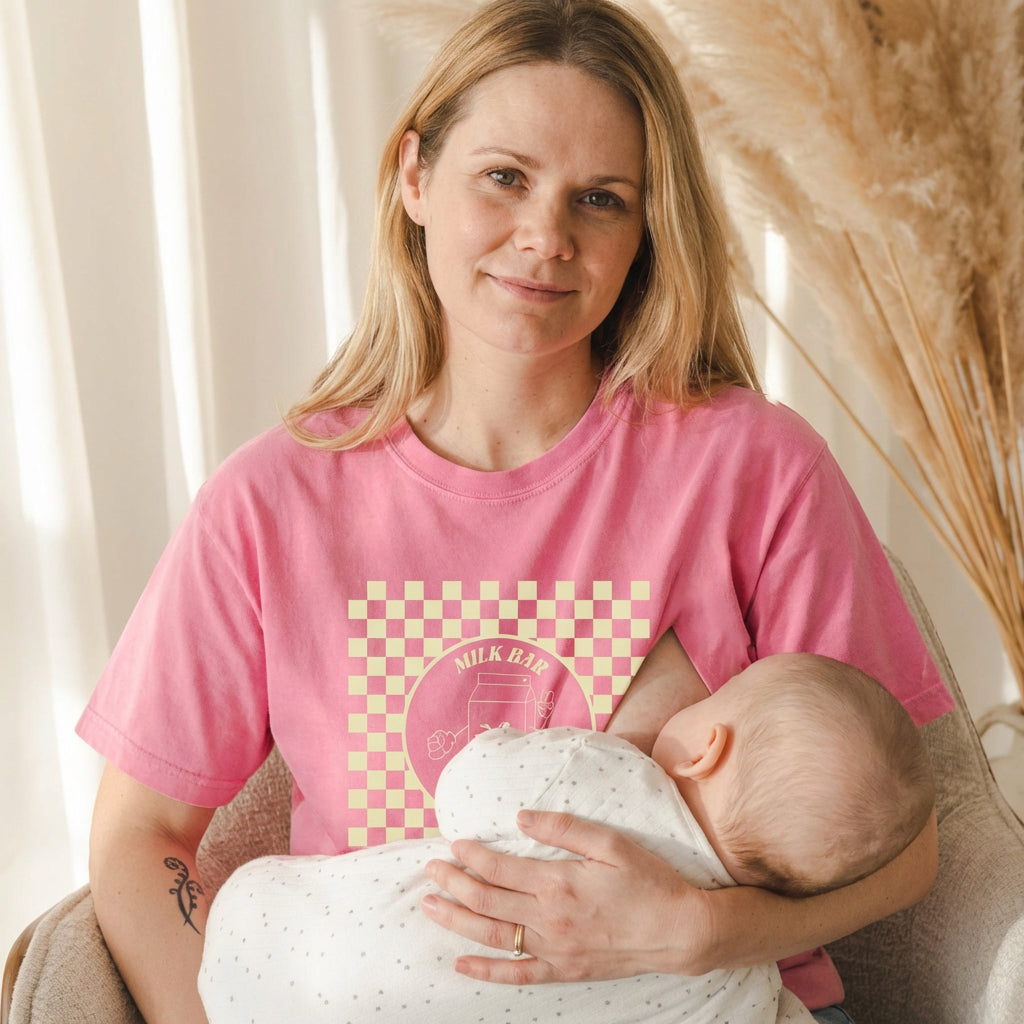 Checkered Milk Carton Nursing T-Shirt