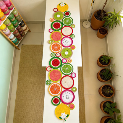 Fruit Party Knitted Coaster Set | Handmade Crochet Table Aesthetics