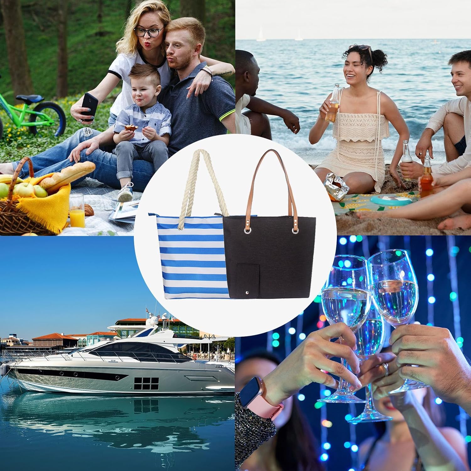 Wine Purse with Hidden Spout, Beach Wine Tote Bag with Wine Bladder