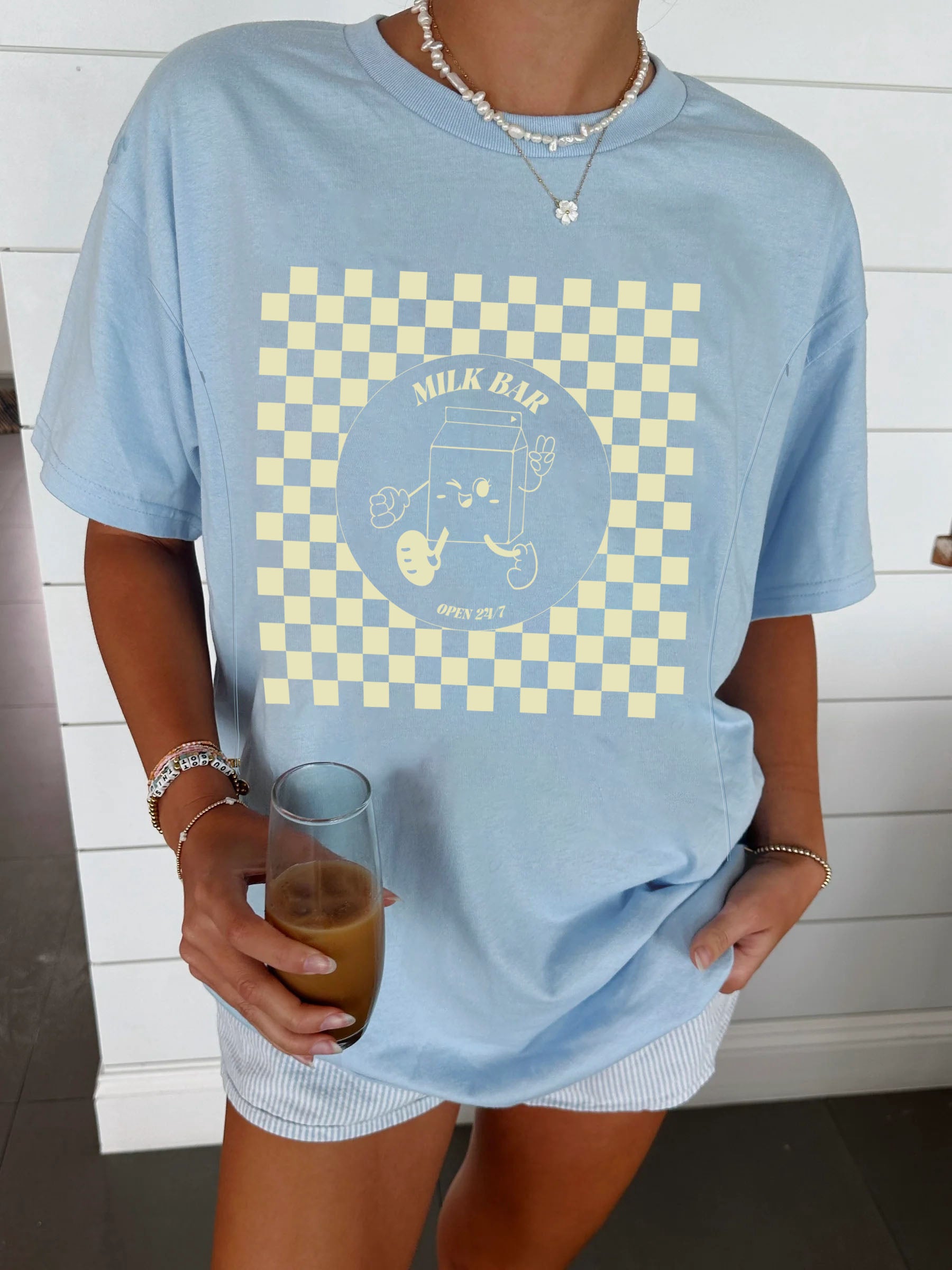 Checkered Milk Carton Nursing T-Shirt