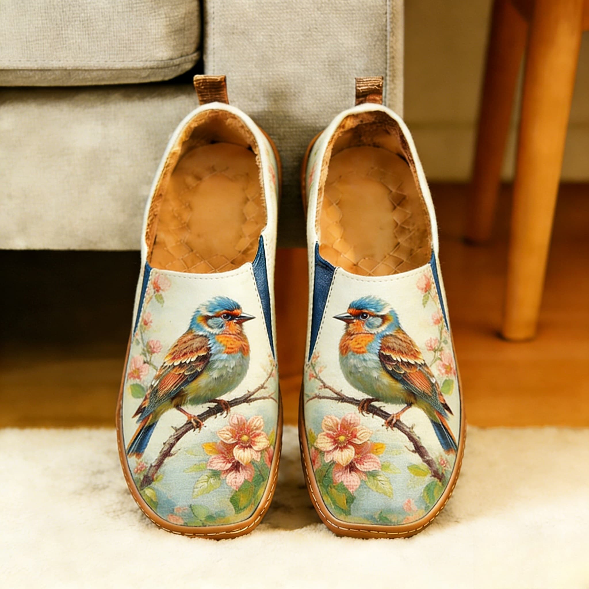 Blossom Branch Sparrow Canvas Casual Shoes