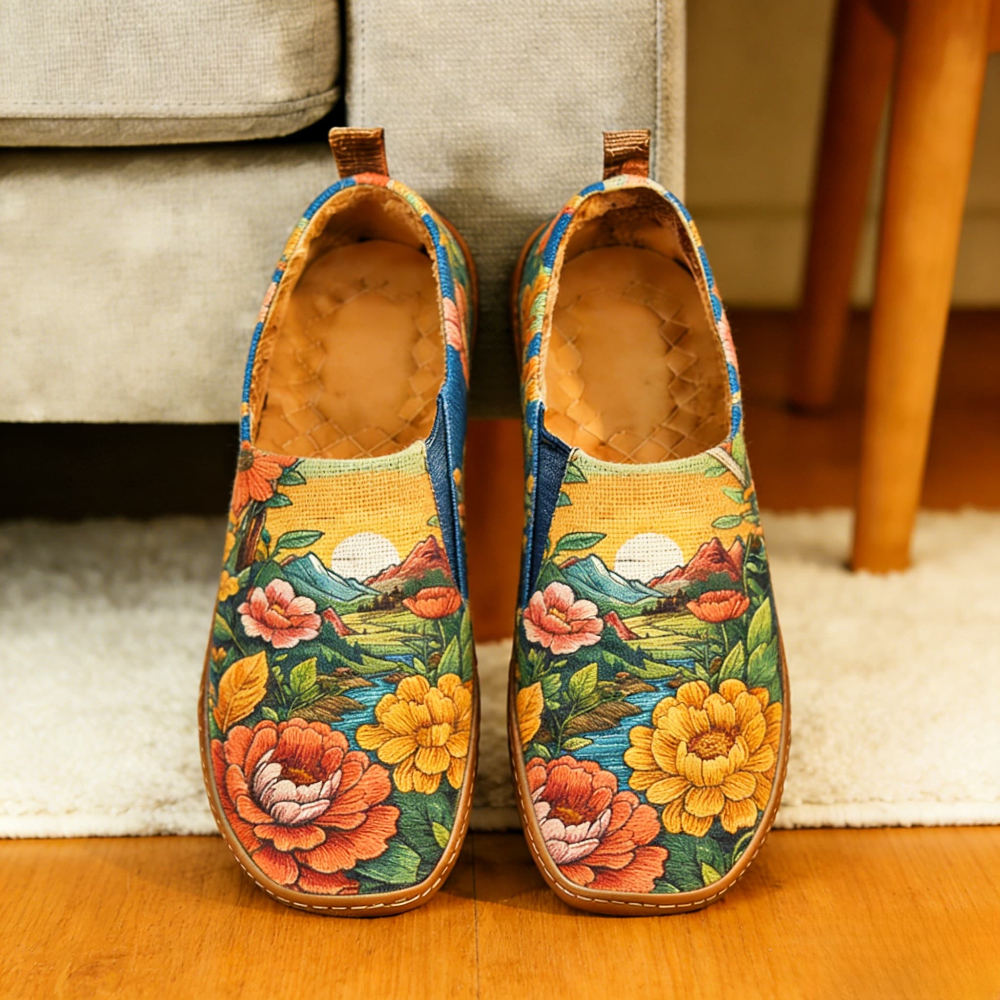 Mountain Bloom Sunset Canvas Casual Shoes