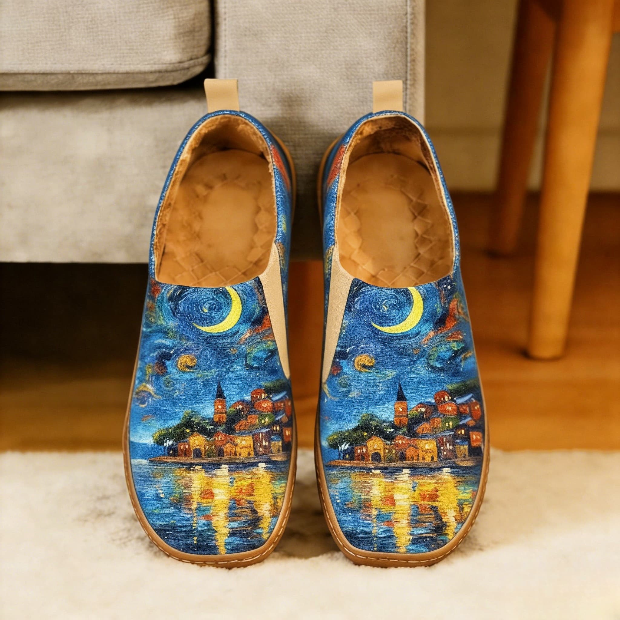 Starry Night Village Canvas Casual Shoes