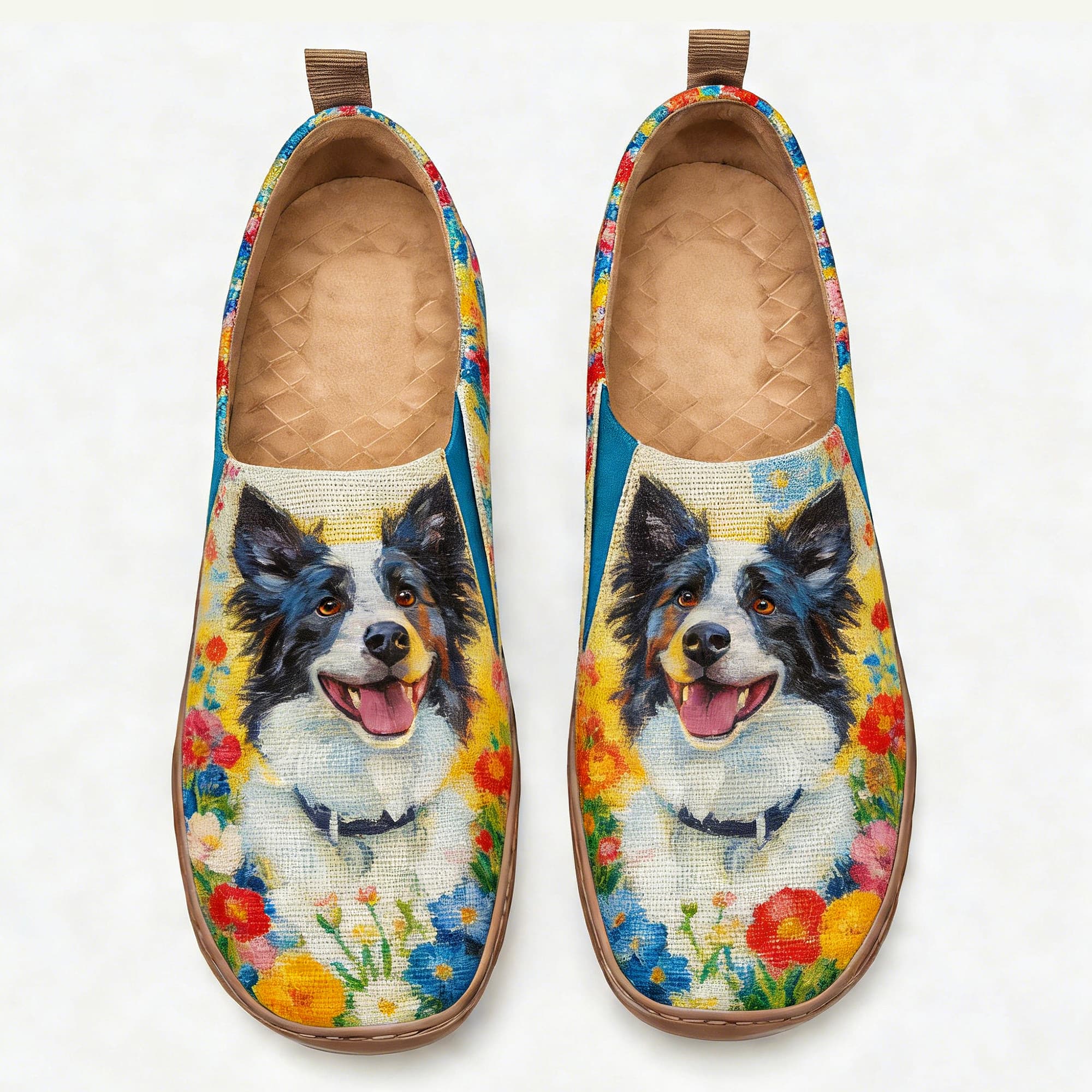 Floral Border Collie Canvas Casual Shoes