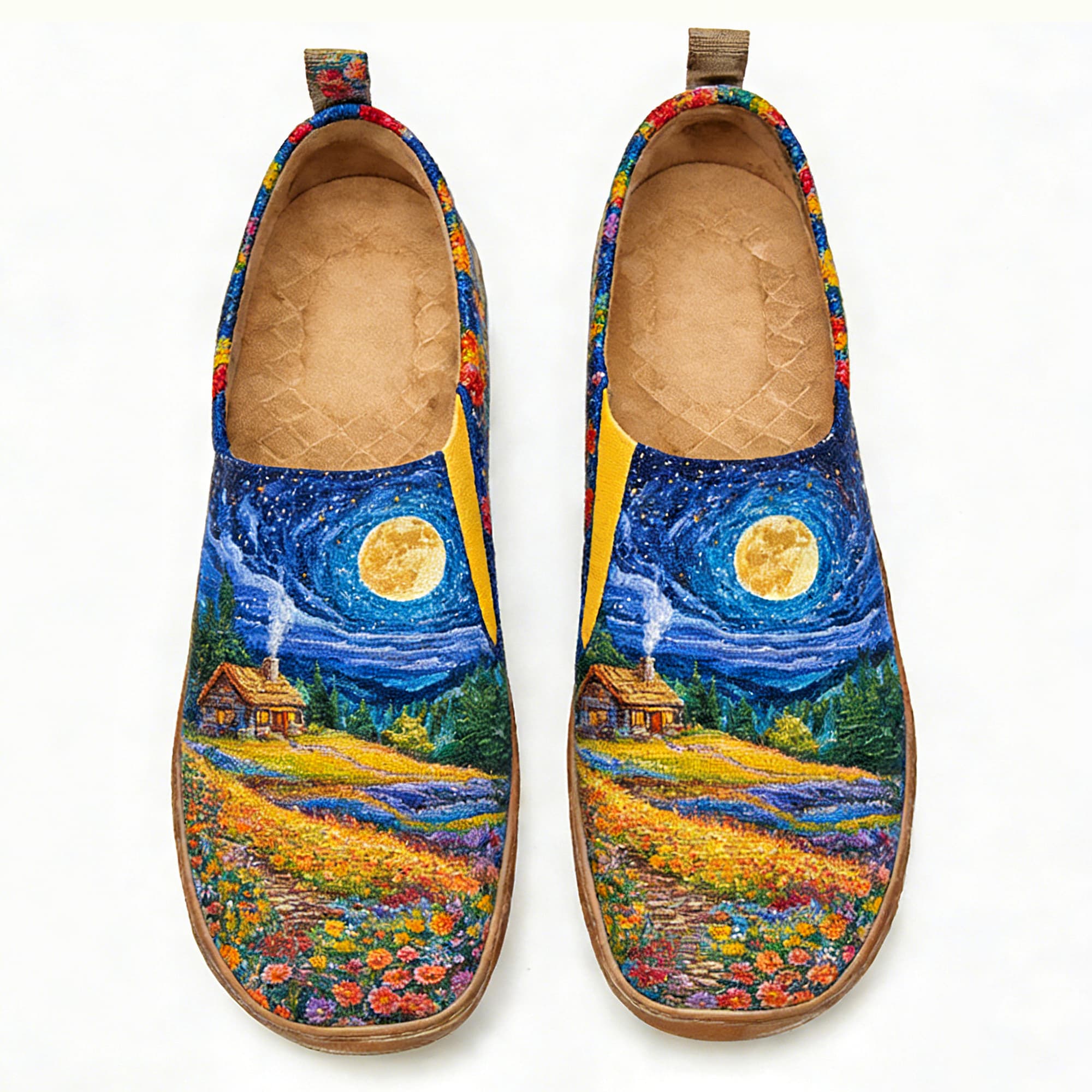 Starry Night Cottage Canvas Casual Shoes