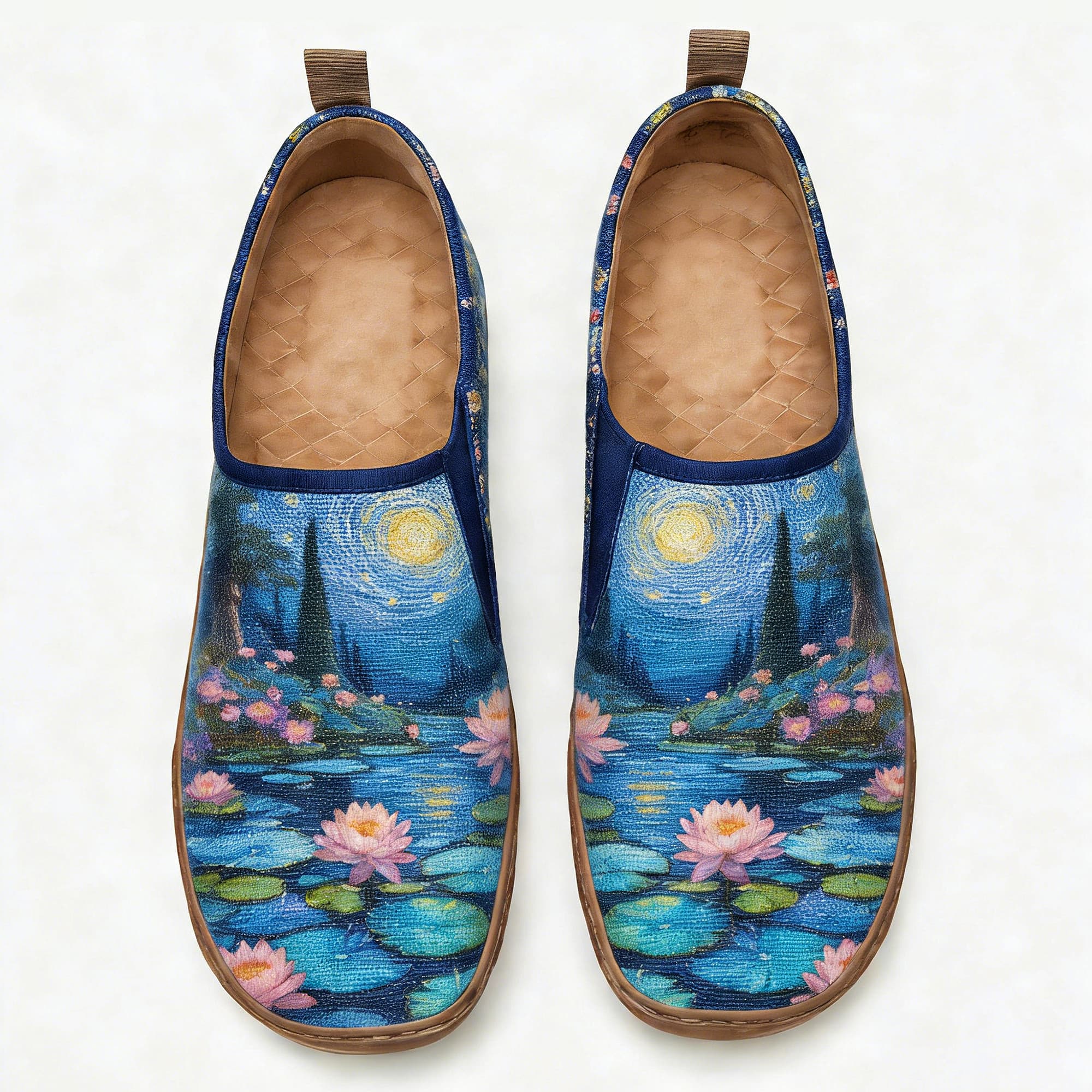 Starry Night Water Lily Canvas Casual Shoes