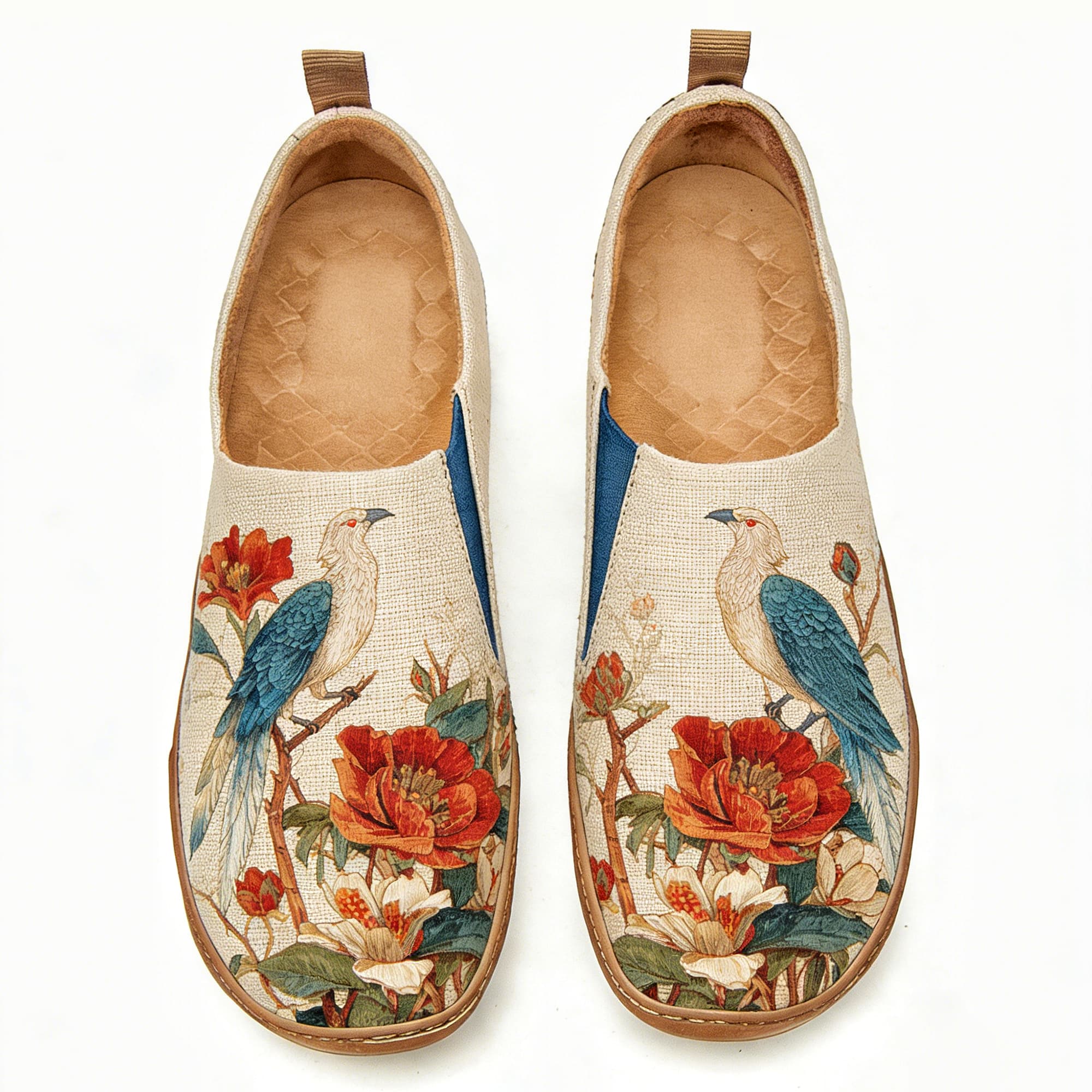 Oriental Bird & Peony Canvas Casual Shoes