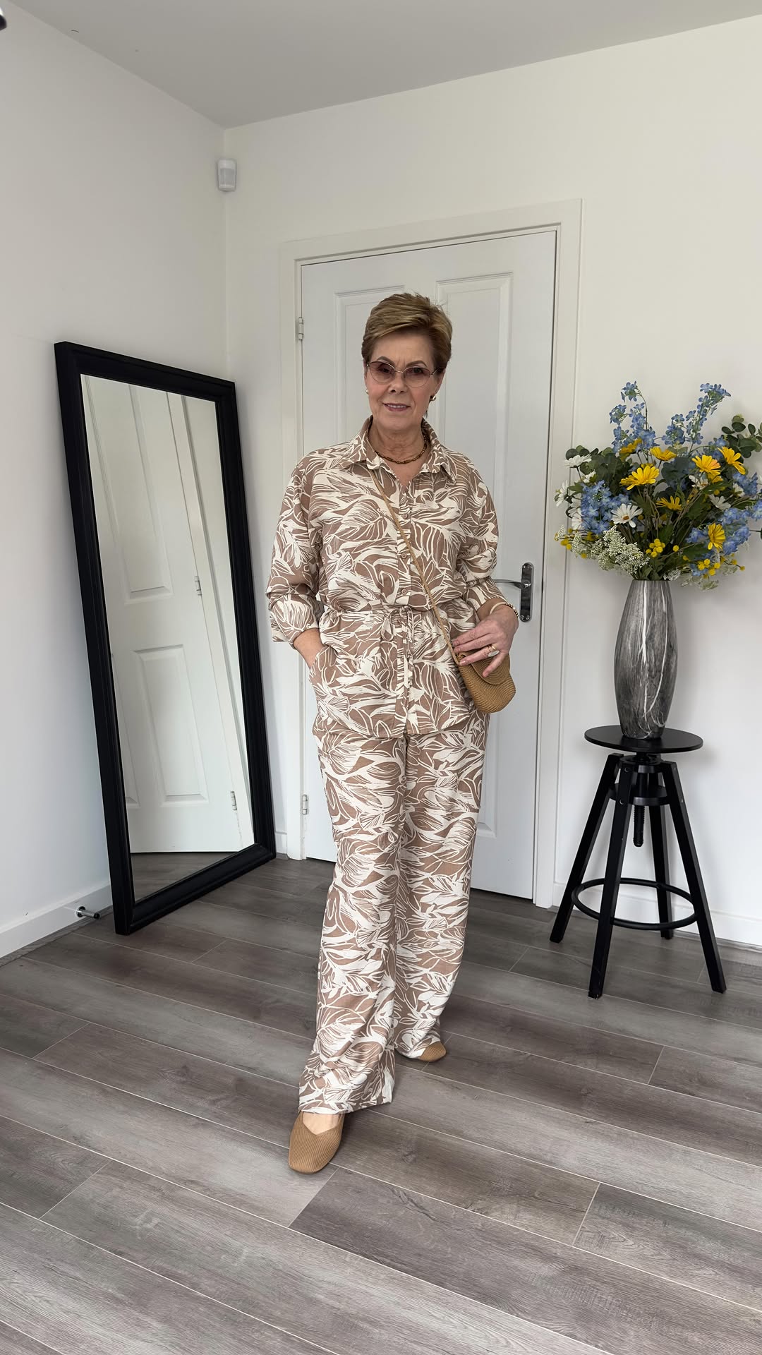 Tropical Leaf Print Two-Piece Set