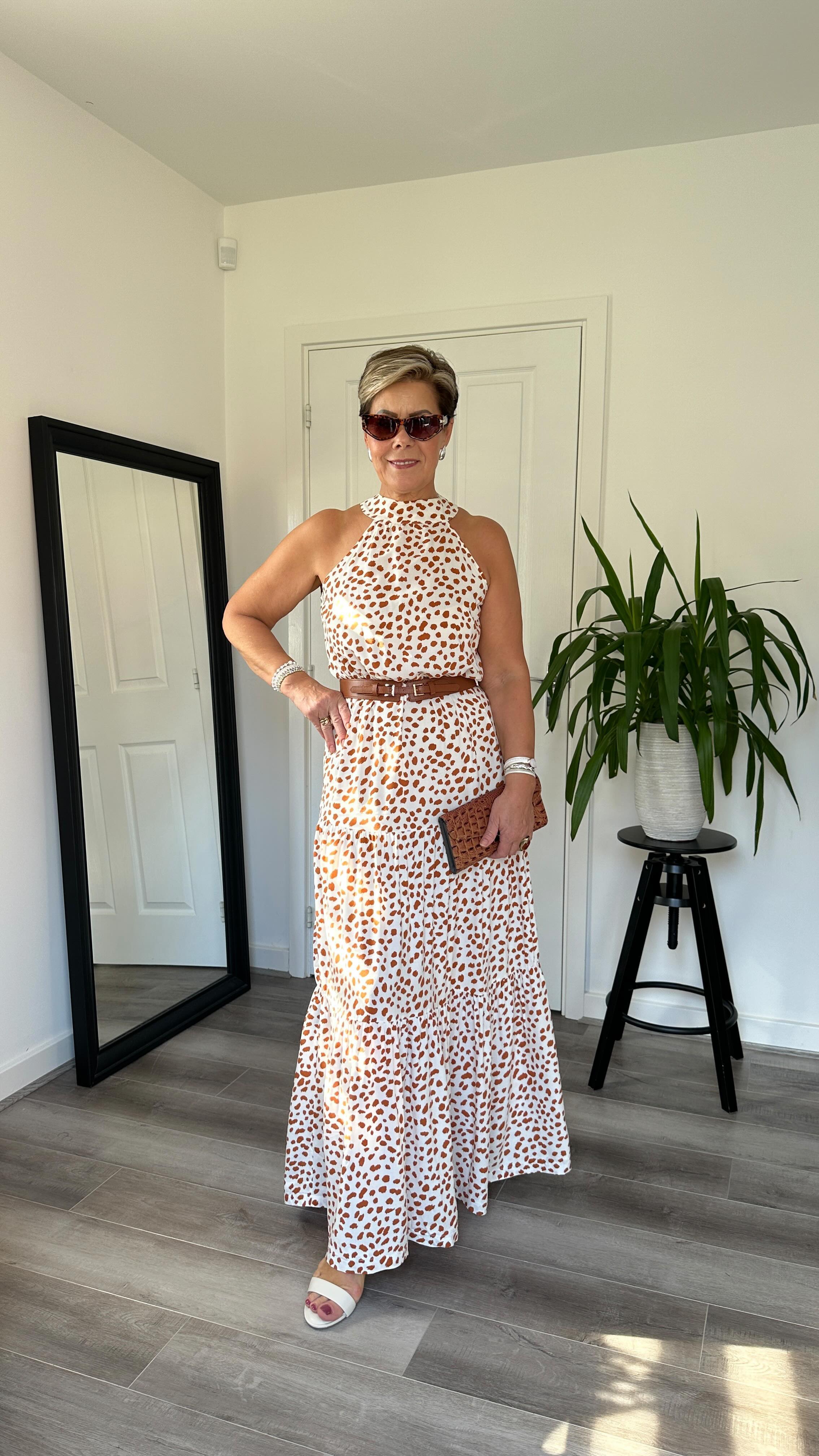 Dalmatian Print Halter Maxi Dress